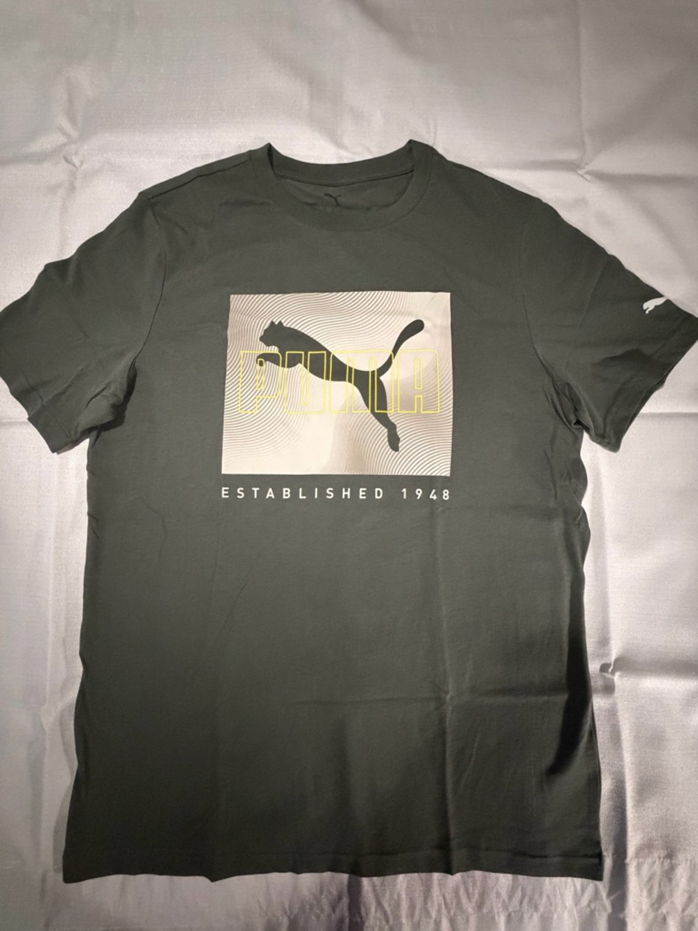 Puma Men's Dark Olive Graphic Logo Tee